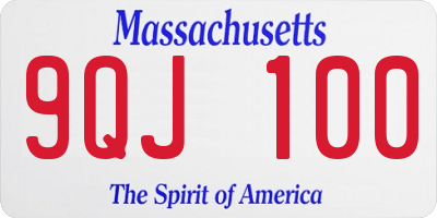 MA license plate 9QJ100