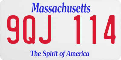 MA license plate 9QJ114