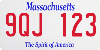 MA license plate 9QJ123