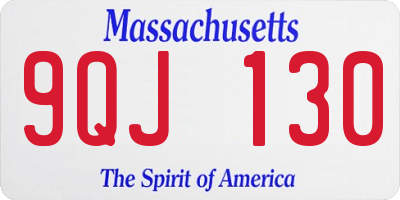 MA license plate 9QJ130