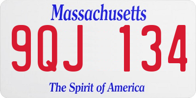 MA license plate 9QJ134
