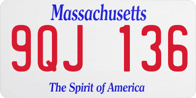 MA license plate 9QJ136