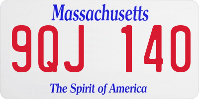 MA license plate 9QJ140