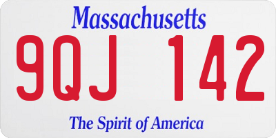 MA license plate 9QJ142