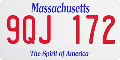 MA license plate 9QJ172