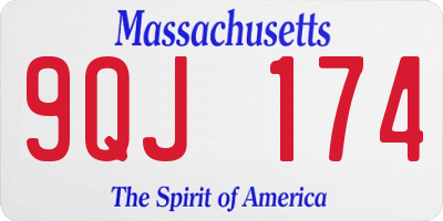 MA license plate 9QJ174