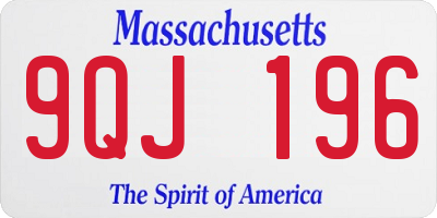 MA license plate 9QJ196