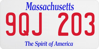 MA license plate 9QJ203