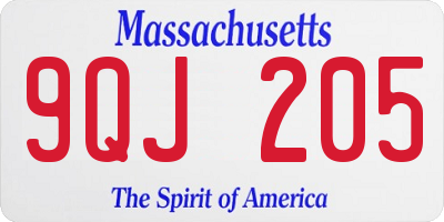 MA license plate 9QJ205