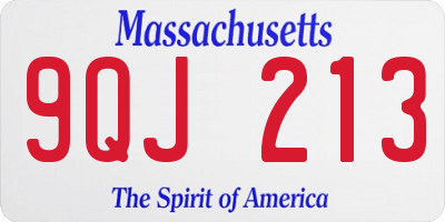 MA license plate 9QJ213