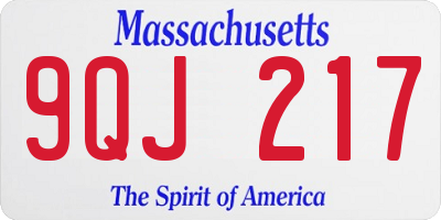 MA license plate 9QJ217