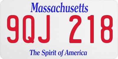 MA license plate 9QJ218