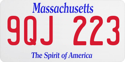 MA license plate 9QJ223