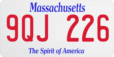 MA license plate 9QJ226