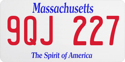 MA license plate 9QJ227