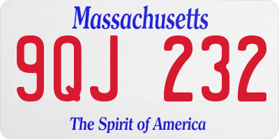 MA license plate 9QJ232