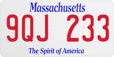 MA license plate 9QJ233