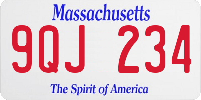 MA license plate 9QJ234