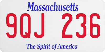 MA license plate 9QJ236