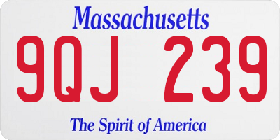 MA license plate 9QJ239