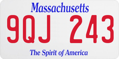MA license plate 9QJ243