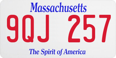 MA license plate 9QJ257
