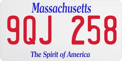 MA license plate 9QJ258