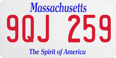 MA license plate 9QJ259