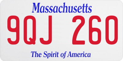 MA license plate 9QJ260