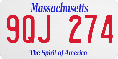 MA license plate 9QJ274