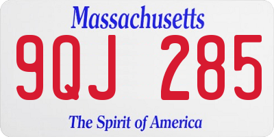 MA license plate 9QJ285