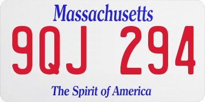 MA license plate 9QJ294