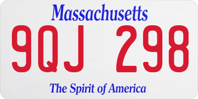MA license plate 9QJ298