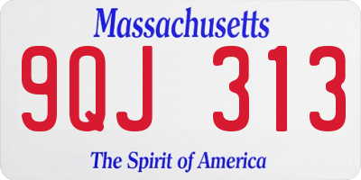 MA license plate 9QJ313