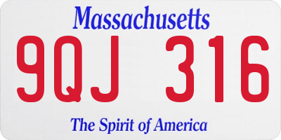 MA license plate 9QJ316