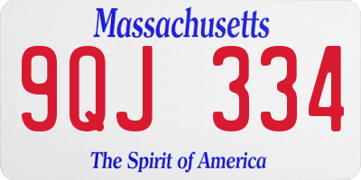 MA license plate 9QJ334