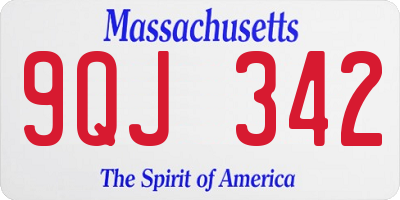 MA license plate 9QJ342