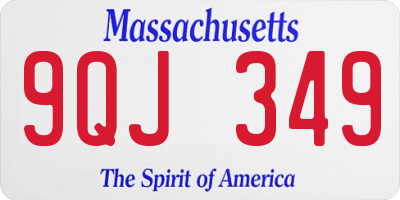 MA license plate 9QJ349