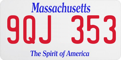 MA license plate 9QJ353