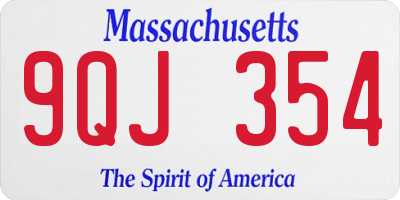 MA license plate 9QJ354