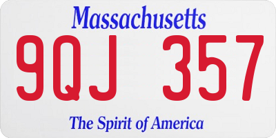 MA license plate 9QJ357