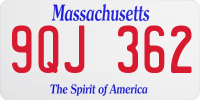 MA license plate 9QJ362