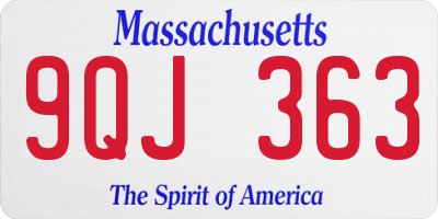 MA license plate 9QJ363