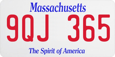 MA license plate 9QJ365