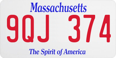 MA license plate 9QJ374
