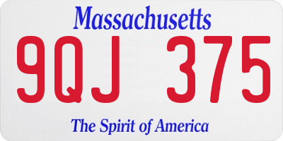 MA license plate 9QJ375