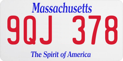 MA license plate 9QJ378