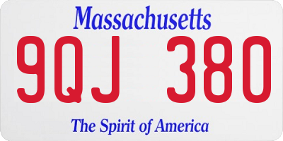 MA license plate 9QJ380