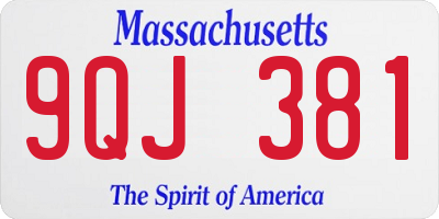 MA license plate 9QJ381