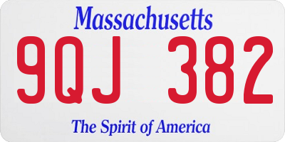 MA license plate 9QJ382